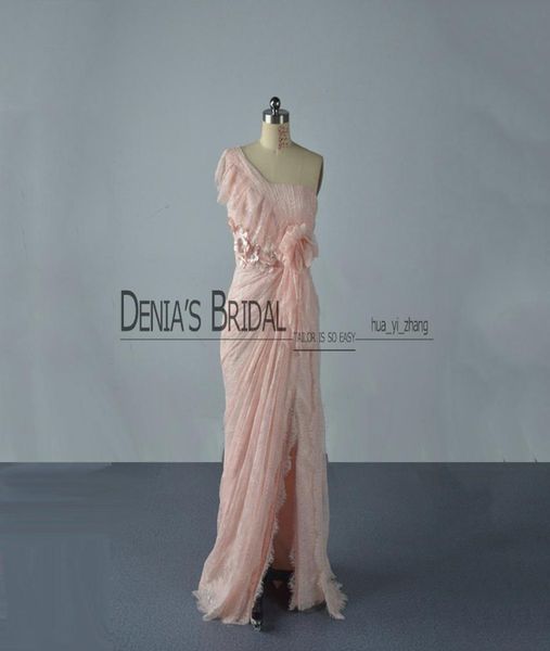 

2017 asymmetrical neckline sheath evening dresses pleated bodice waist grab wrinkles handmade flowers front split sweep train pro3175311, Black;red