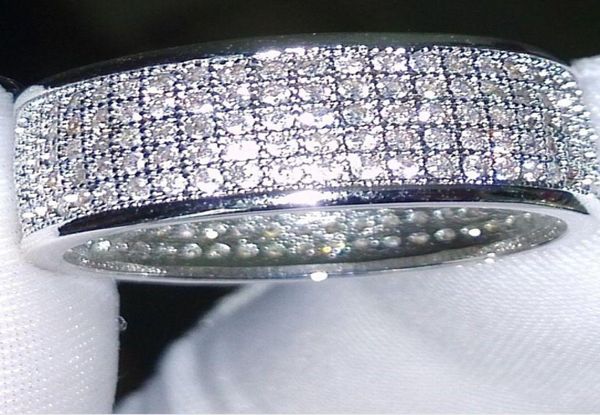 

whole 250pcs jewelry diamonique simulated diamond white full z 10kt white gold filled women wedding band ring gift sz 55873028, Golden;silver