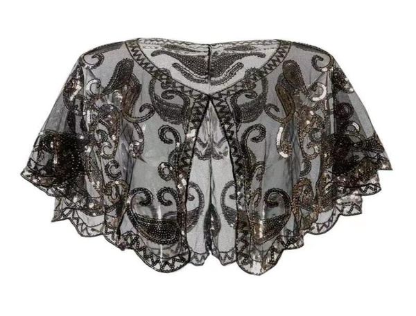 

1920s women shawl wraps sequin beaded evening cape bridal shawl pashmina bolero flapper cover up3163376, Blue;gray