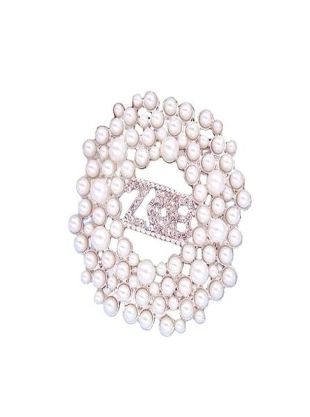 

pins brooches double nose customize design metal inlay crystal pearl zeta phi beta brooch sorority zob club life women jewelry8262824, Gray