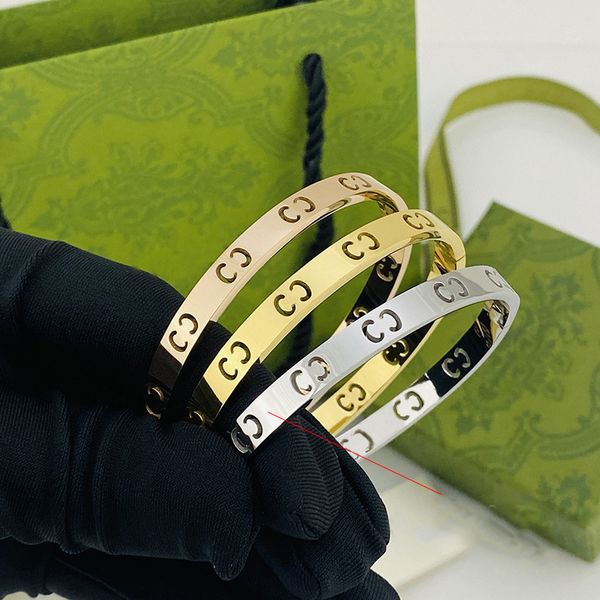 

new luxury double g bangle bracelet fashion couple men women bracelet classic stainless steel designer bracelets jewelry, Black
