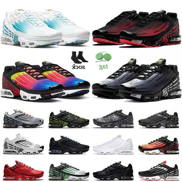 

with box designer tn 3 plus iii tuned 2023 running shoes size us 12 radiant red obsidian aqua volt crater obsidian men women tn3 trainers sp, Black
