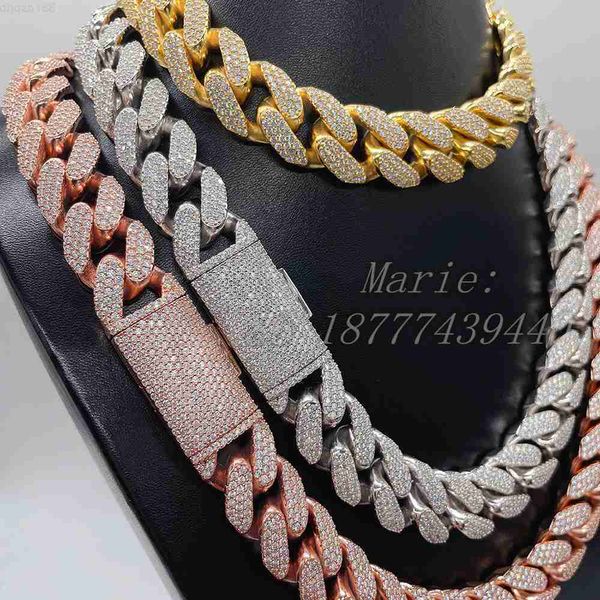 

in stock 18mm pass diamond tester vvs moissanite men necklace silver 925 fine hip hop jewelry heavy miami cuban link chain
