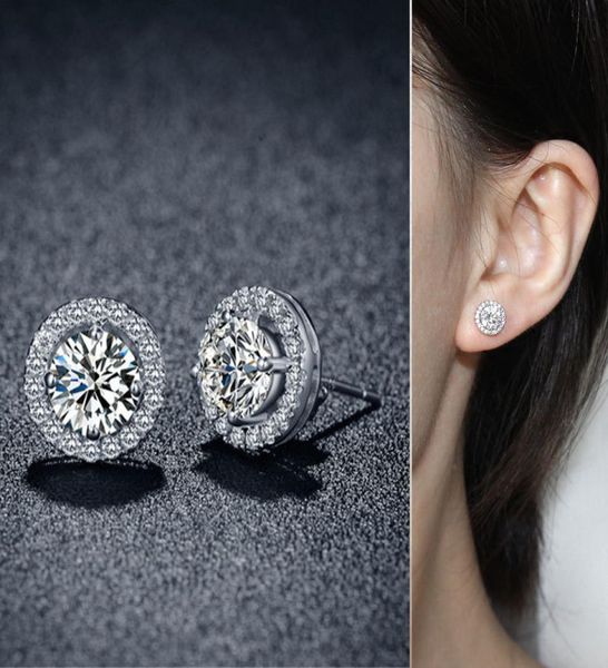 

cubic zirconia diamond earrings stud women engagement wedding ear rings gift fashion jewelry will and sandy7433318, Golden;silver