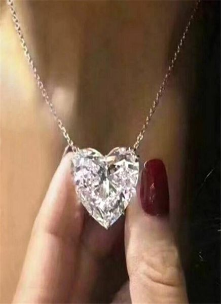 

choucong brand simple fashion jewelry solitaire real 925 sterling silver large diamond heart pendant white z gemstones handmad8919905