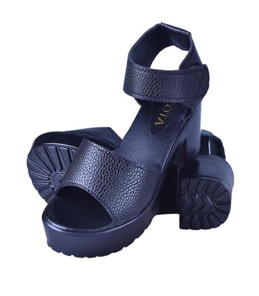 

fashion women sandals summer shoes wedges open toe thick heel mujer soft pu women platform sandals highheeled shoes woman5353617, Black