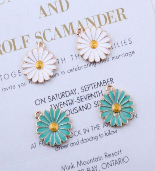 

new arrive bulk 100pcslot enamel daisy flower charms pendant 1821mm gold plated 2 colors for option7147043, Bronze;silver