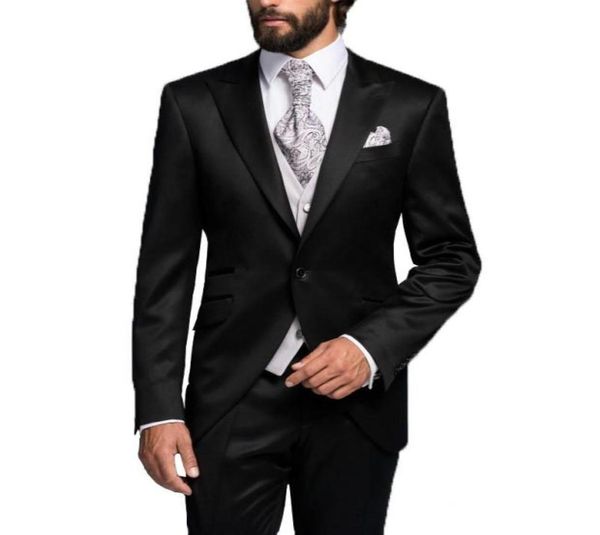 

very good one button black groom tuxedos peak lapel men suits 3 pieces weddingpromdinner blazer jacketpantsvesttie w5875043206, Black;gray