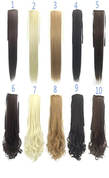 

synthetic ponytails clip in on hair extensions pony tail 50cm 90g synthetic straight hair pieces more 8colors optional fzp243915511, Black