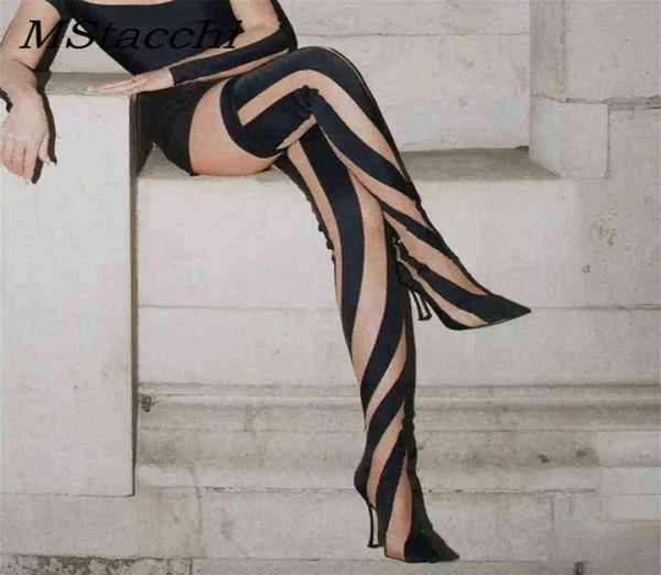 

boots elastic fabric women039s thigh high boots pointed toe heels stiletto shoes overtheknee socks demonia 2207297925075, Black