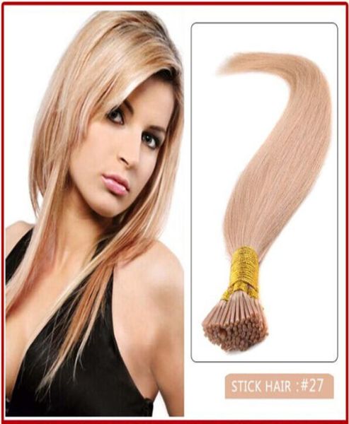 

whole5a 1gs 100gpack 14039039 24quot keratin stick i tip human hair extensions brazilian hair 27 dark blonde dh2496210, Black