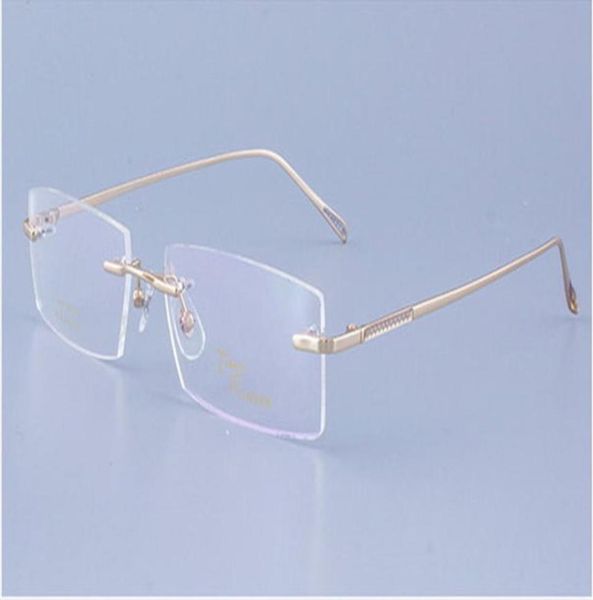 

new arrival concise style male glasses frame quality titanium alloy rimless gold silver gungray light durable wholetp95433175648