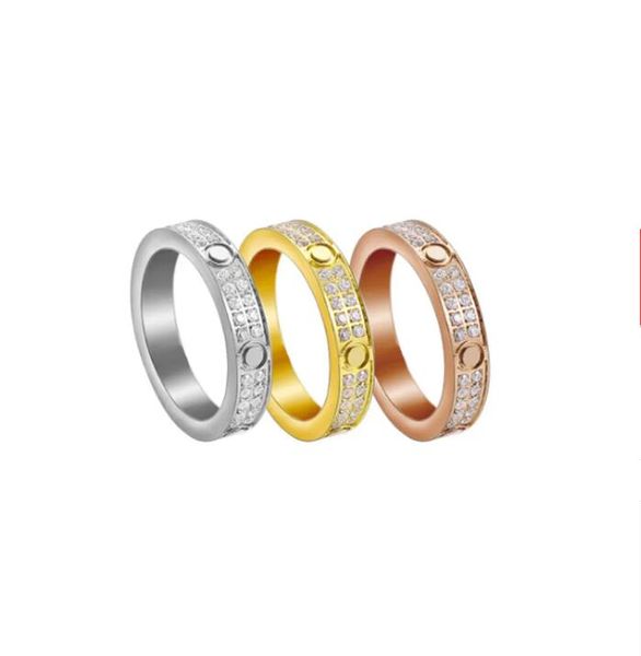 

band rings love ring womens couple diamond screw stainless steel zircon jewelry gifts for woman accessories wholesale size 5-11, Silver
