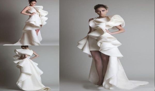 

2018 unique design white ivory ruffles wedding dresses one shoulder appliques sheath hilo organzasatin krikor jabotian bridal go1205947