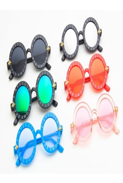 

fashion kids metals bees glasses sunglasses ins boys girls uv 400 circular sunglasses children beach glasses kids adumbral sun gla4890644, Blue