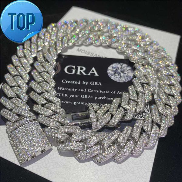 

pendant necklaces stock iced out vvs bracelet 925 silver bling moissanite diamond cuban link chain hip hop men jewelry necklace