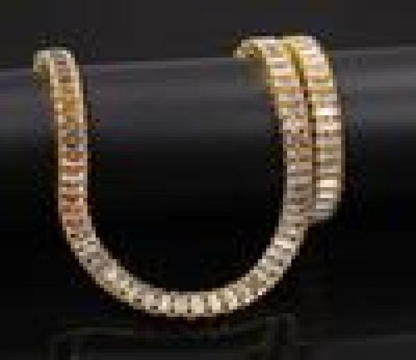 

men039s iced out chain rectangle crystal rhinestone gold tennis chains 7inch24inch hip hop chain necklace jewelry1091211, Black