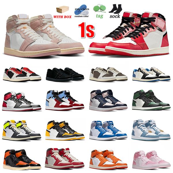 

2023 fashion 1s basketball shoes jumpman 1 spider-verse next chapter washed pink ts olive fearless true blue starfish digital pink pine gree, Black