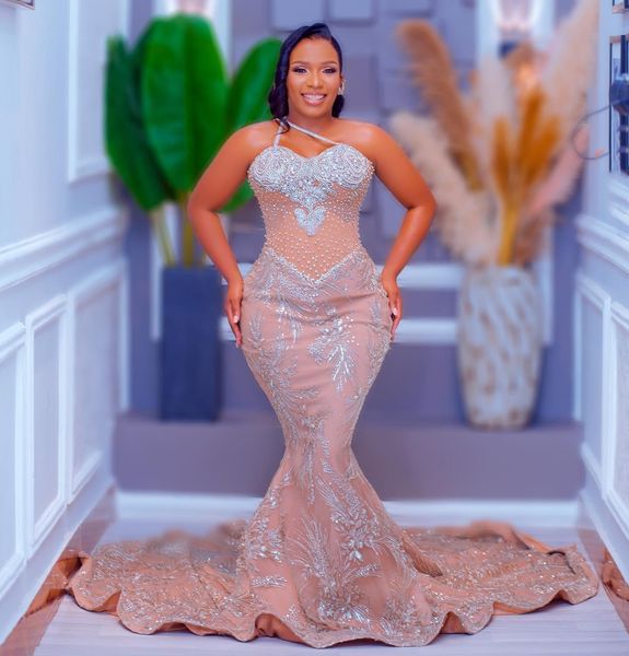 

2023 may aso ebi champagne mermaid prom dress beaded crystals evening formal party second reception birthday engagement gowns dresses robe d, Black