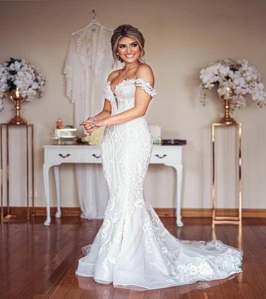 

2020 arabic aso ebi plus size luxurious lace beaded wedding dresses mermaid bridal dresses vintage wedding gowns6024770, White