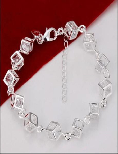 

fashion jewelry 925 silver crystal charm bracelet women christmas gift 10pcs lot4474606, Black