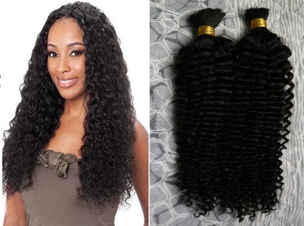 

2 bundles 200g kinky curly brazilian bulk human hair for braiding unprocessed human braiding hair bulk no weft 200g natural black 4906276