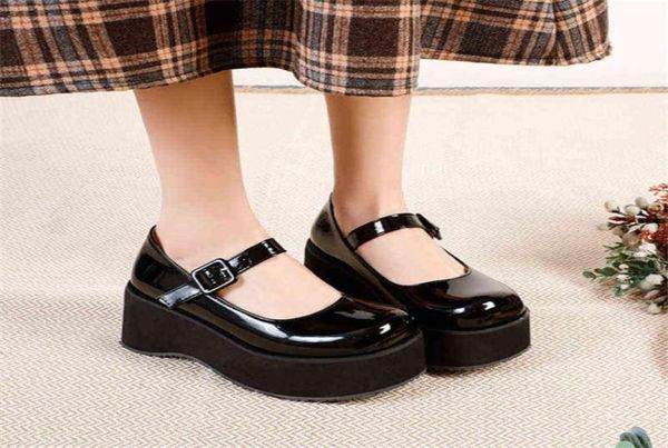 

2022women039s thick soled gothic punk rock shoes size 3445 cosplay shoes5131015, Black