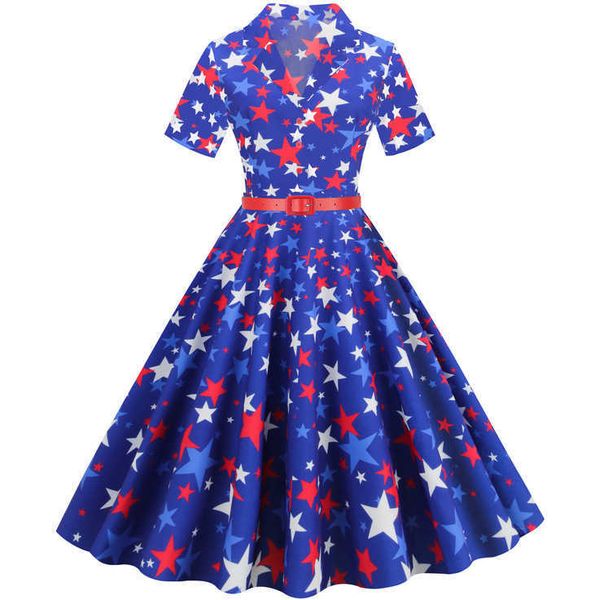 

new women's independence day american flag print high waist dress, Black;gray