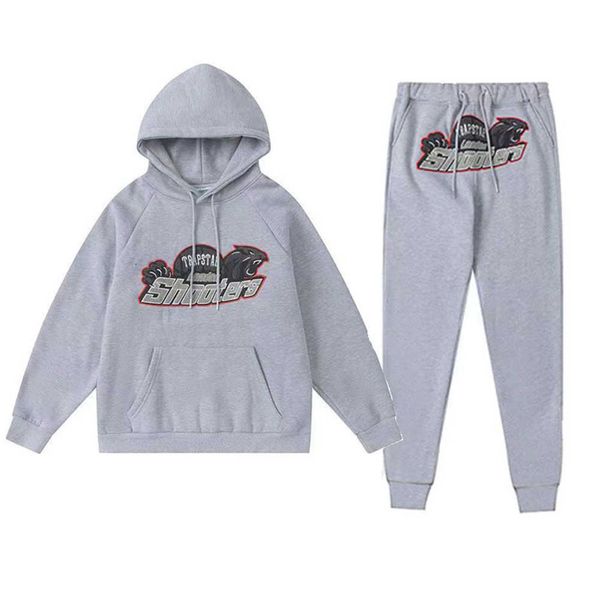 

men's fall trapstar track suit archer embroidered men's hoodie set oversized brand tracksuit pants set leisure 023, Gray