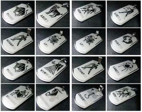 

12 pcs classic silver color twelve constellations pendant fashion stainless steel men039s punk jewelry gift275i4418675