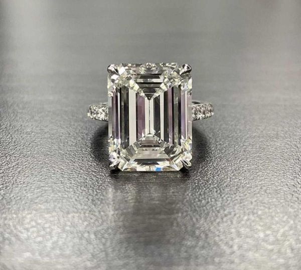 

luxury 100 925 sterling silver created emerald cut 4ct diamond wedding engagement cocktail women rings fine jewelry whole x07864564766556, Slivery;golden