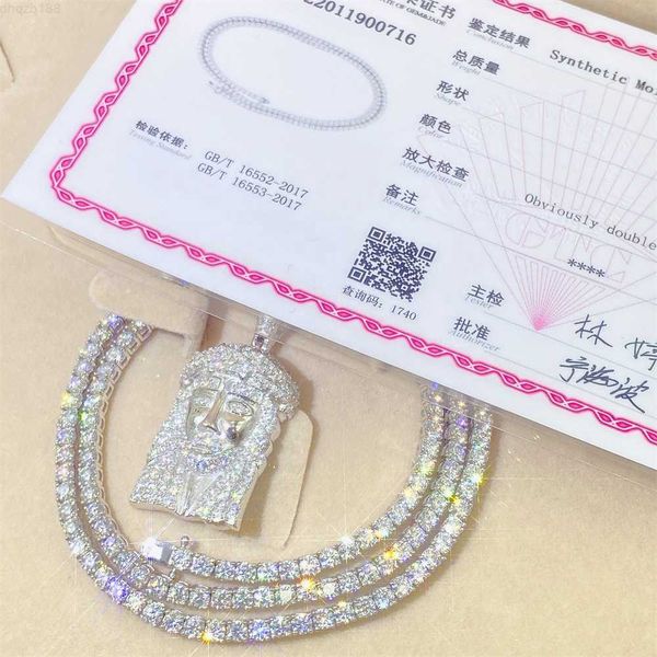 

iced out luxury custom wholesale 3mm 10k real gold mens moissanite tennis chain necklace, Silver