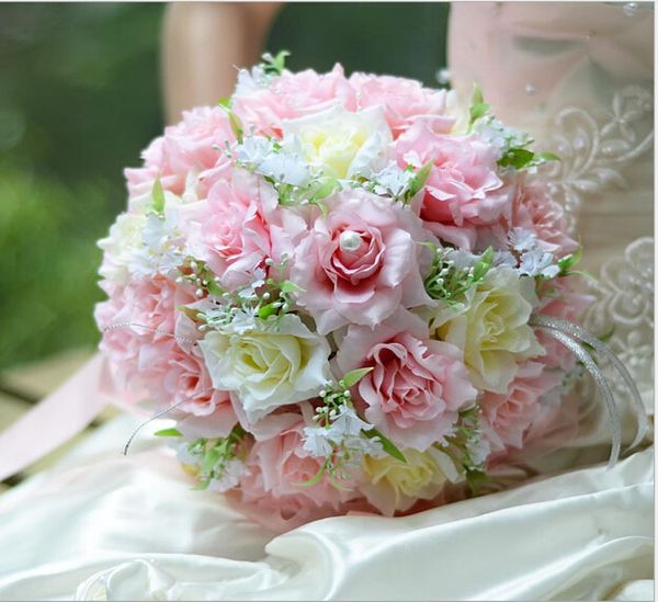 

luxury wedding party artificial bruidsboeket wedding bouquet for brides slik flower girl bouquet 2019 colors fast shiping470912