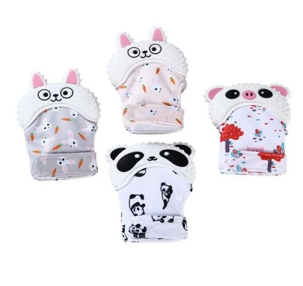 

silicone teether animal dolphin baby teething glove panda wrapper sound teething chewable beads newborn toddler food grade1593047