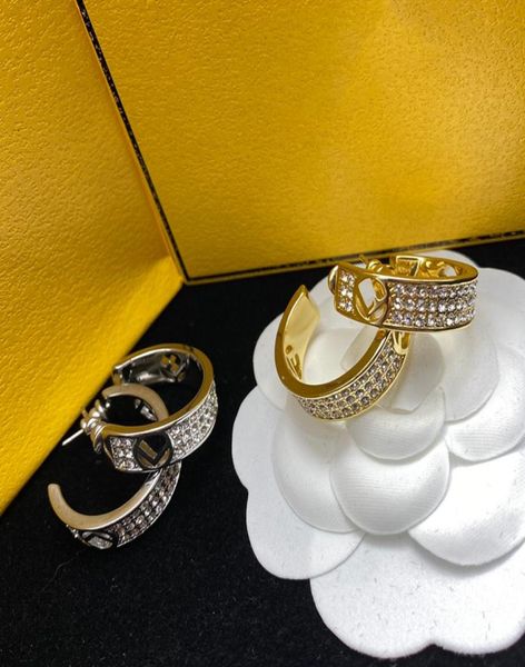 

luxury circle pendant studs women diamond shinning earrings 2 colors personality designer earring trendy stud jewelry3010030, Golden;silver