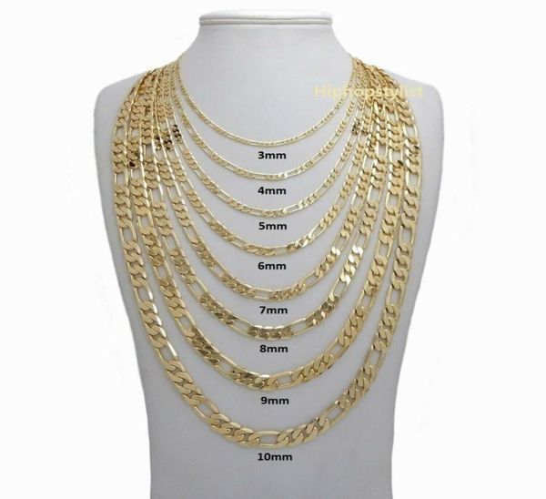 

14k italian figaro link chain necklace 4mm to 6 8 10mm gold gf 24quot8302491, Silver
