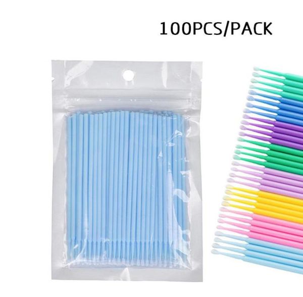 

false eyelashes 100pcsbag disposable microbrush extension individual lash removing swab micro brush for eyelash tools7390163
