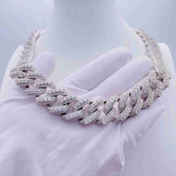 

fashion iced out jewelry hip hop chain 925 sterling silver fully vvs moissanite cuban link chain