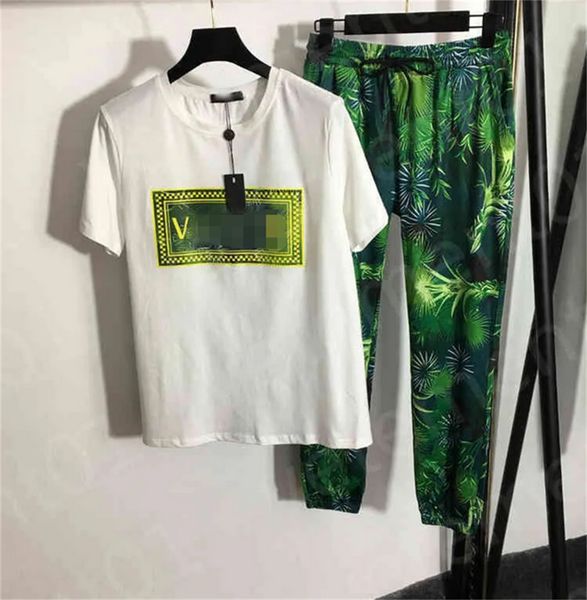 

spring summer tracksuits women two piece set fashion letter print outfits casual o-neck t shirt pants sportswear jogger sport yoja suits, Gray