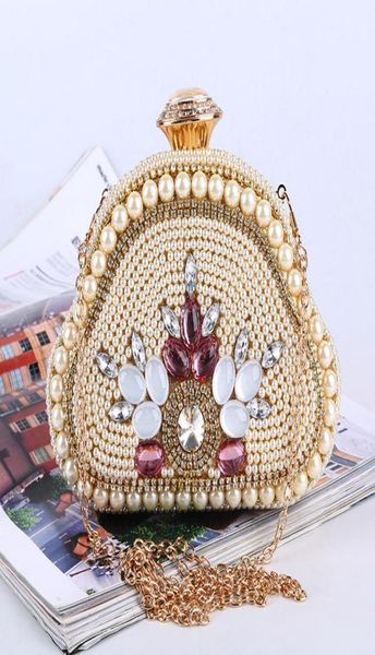 

whole retail handmade crystal evening bag pearl clutch purse with satinpu for wedding banquet party prommore colors8031684