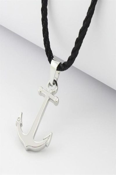 

runda fashion ip black stainless steel sailor anchor pendant necklace for men jewelry with nylon rope 201013239c4458632, Silver