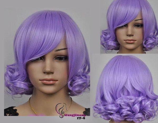 

gtgtgt women light purple short curly cosplay wig0123453854562, Black;brown