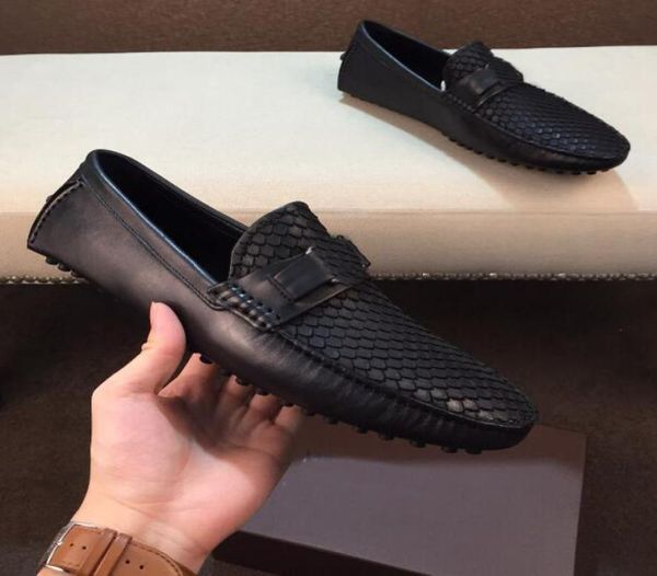 

orignal box luxury mens driving loafers real leather casual slip on dress shoes size 38447075732, Black