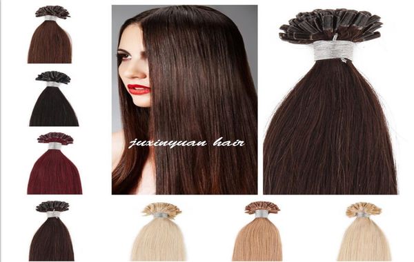 

14quot 24quot 05gs 300slot keratin nail u tip hair extensions 1 1b 2 4 6 27 99j 27 613 60 color9767772, Black
