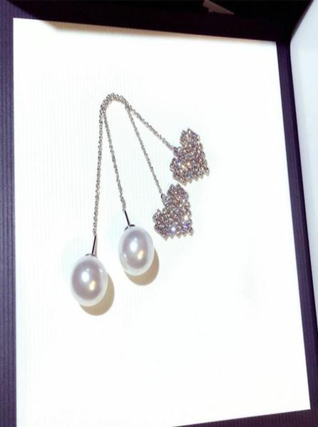 

wholenew ins fashion luxury designer super glittering diamonds cute heart pearl pendant long dangle stud earrings for wom5699580, Golden;silver