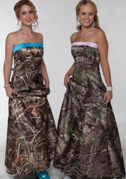 

2019 camo bridesmaid dresses strapless a line floor length long beach garden country party wedding guest gowns7172272, White