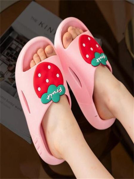 

cartoon strawberry kids slippers for boys summer beach indoor cute girl shoes home soft nonslip cute children slippers gc9819488933, Black;grey
