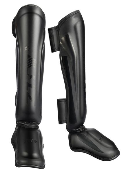 

ztty thicker boxing shin guards pu leather protection leggings equipment martial arts muay thai leg taekwondo ankle protectors 2113407433, Black;gray