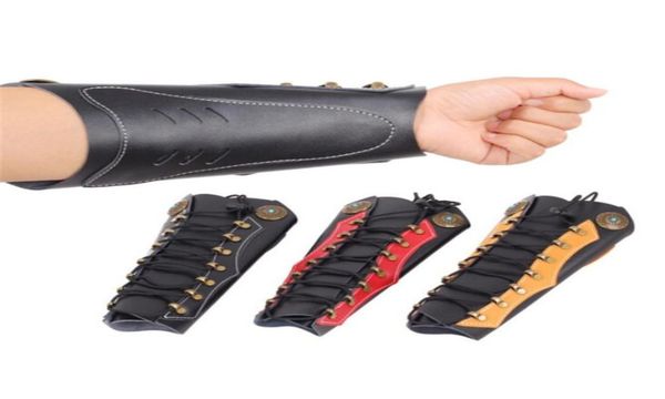 

traditional cowhide archery arm guard to hold the hunt with hardware to shoot recurve adjustable straps archery arm guard2461399, Black;gray