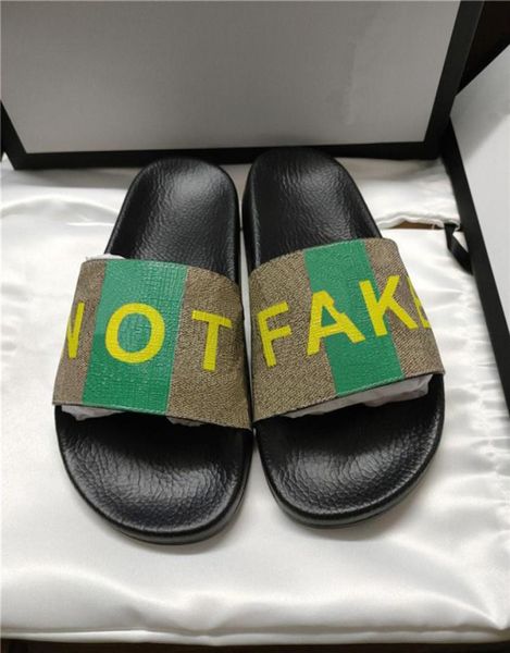 

men and women slipper genuine leather shoes slide summer fashion wide flat sandals flip flop slippers size 35458871679, Black